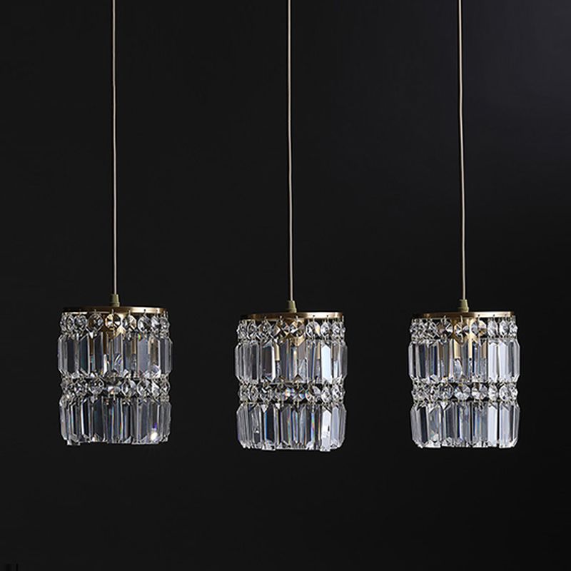 Modern Style Cylinder Island Lighting Fixtures Crystal 3- Light Island Pendant Lights