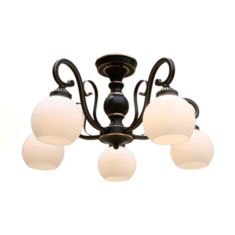 Traditional Ceiling Light Globe Glass Shade Flush Mount Light for Bedroom Living Room