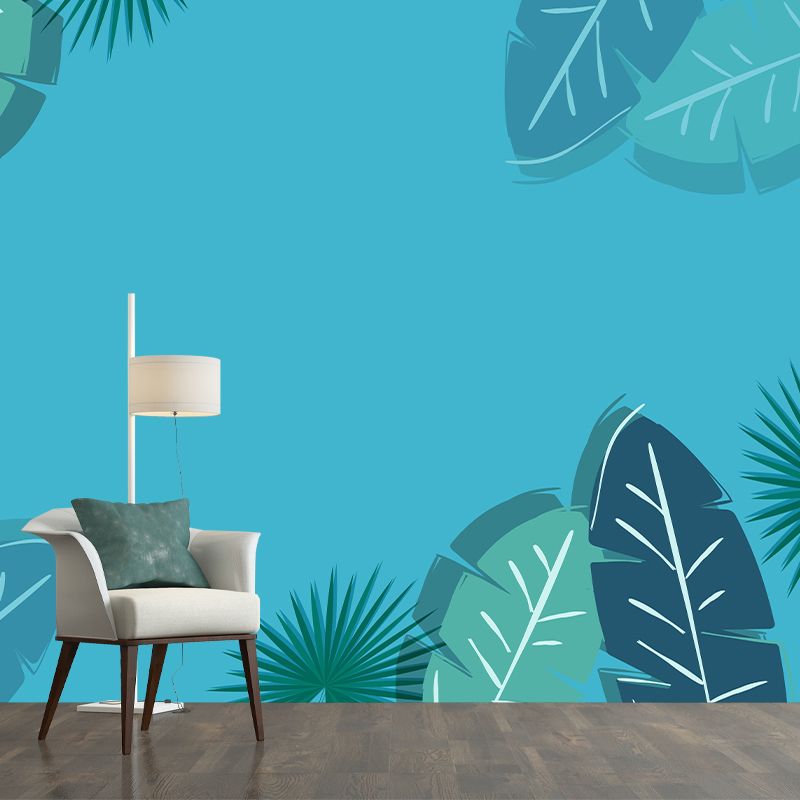 Tropical Leaves Plants Mural Modern Stain Resistant Wall Art for Living Room