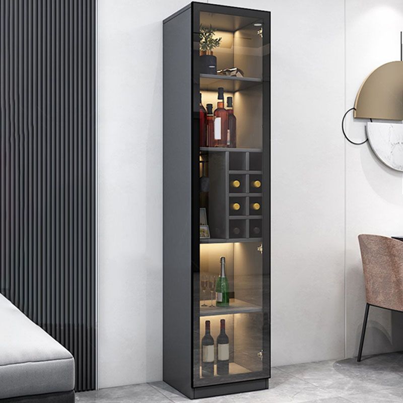 Contemporary Display Stand Faux Wood Storage Cabinet with Lighting