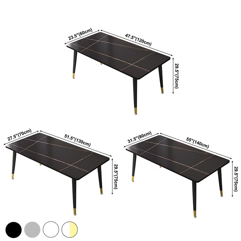 Mesa de comedor de piedra sinterizada simple Mesa de comedor de forma rectangular con 4 patas base