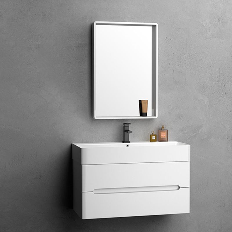 Modern Wooden Sink Vanity White Wall Mount Bathroom Vanity Cabinet with Mirror