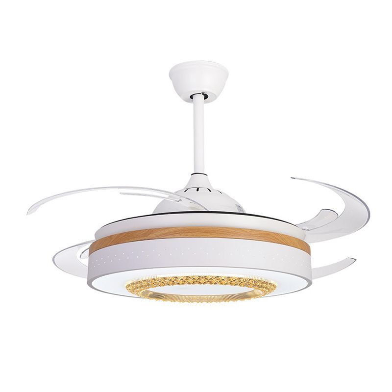 Noordse trommelspoellamp met ventilator Amber Crystal White Led LED LIDE ROOM SEMI MOST LICHTING MET HOUTE ELEMENT