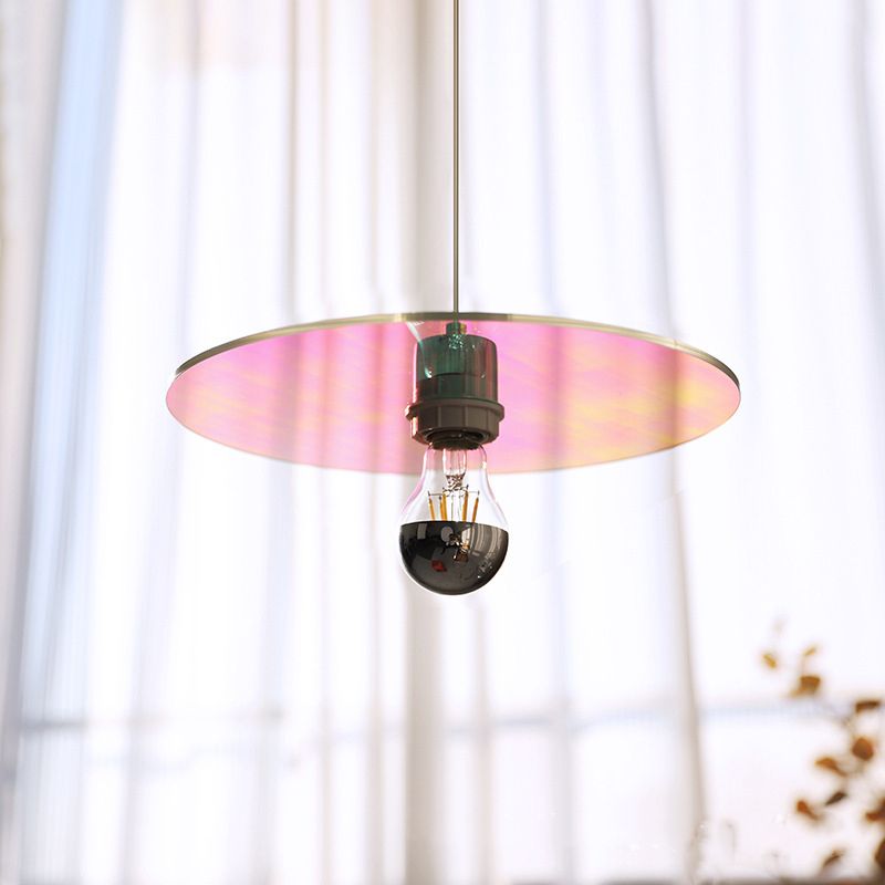 Circle Shape Hanging Lighting Modern Style Metal 1 Light Hanging Lamp for Bedside