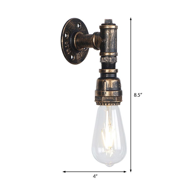 1 Bulb Wall Sconce Lighting with Water Pipe Metal Shade Rustic Industrial Living Room Wall Lamp in Bronze