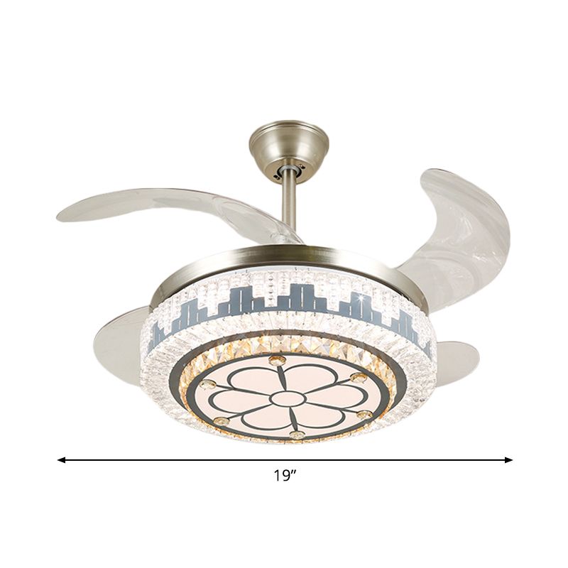 Geschichtete Esszimmer Hängende Lüfterleuchte leichte kristall 19 "breite LED Moderne Semi -Flush Deckenlampe, 4 Klingen