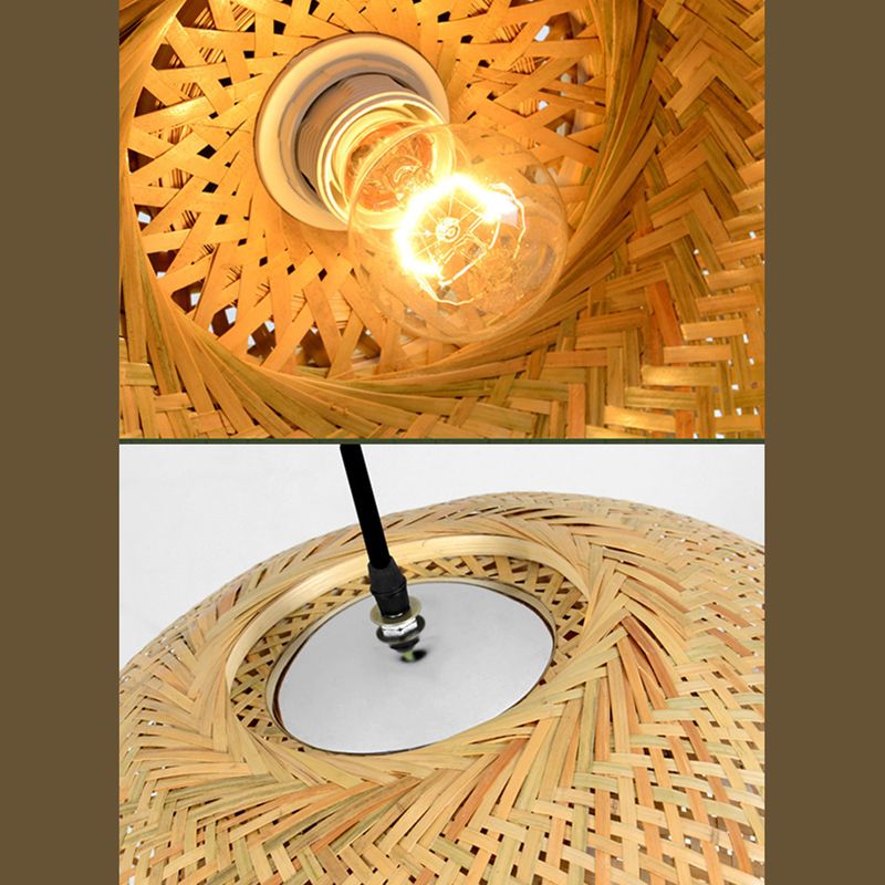 Chinese Bamboo Pendant Light Dome Ceiling Light Fixture for Dining Room