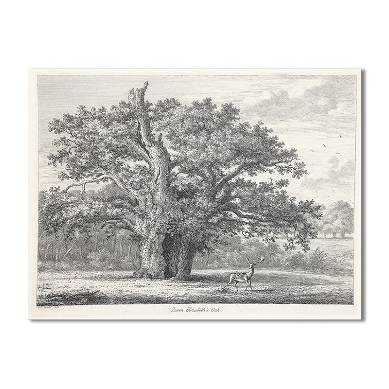 Canvas Gray Painting Traditional Style Tree Wall Art Decor, Multiple Sizes Options