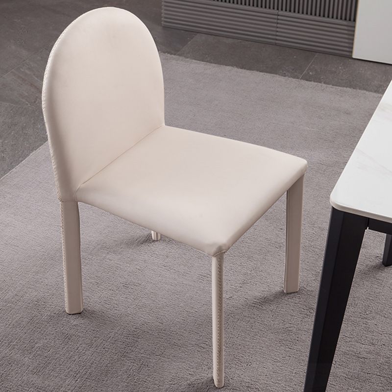 Minimalist Style Solid Back Armless Dining Chairs Leather Dining Chairs for Home