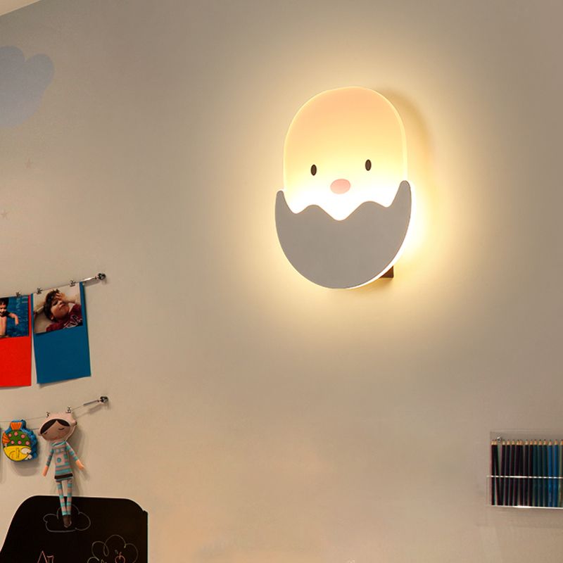 Luz de pared de pollito blancos acentrabados Luz de apliques acrílico encantador para niños comedor de dormitorio