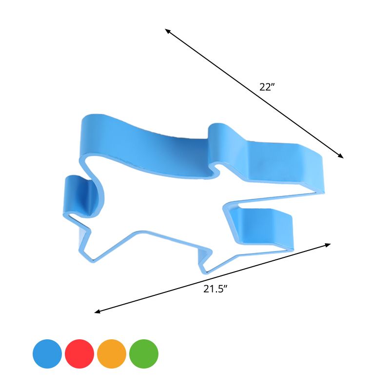 Airplane Bedroom Flush Lamp Fixture Acrylic LED Contemporary Ceiling Mounted Light in Red/Yellow/Blue