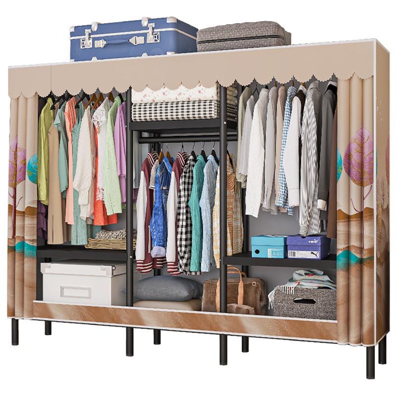 Contemporary Style Wardrobe Steel 1-Door Wardrobe Closet with Shelves