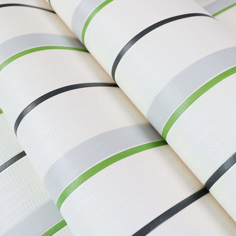 Neutral Color Latitudinal Stripes Wallpaper Roll Moisture-Resistant Wall Covering for Living Room