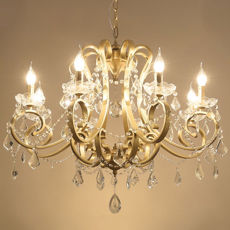 Éclairage de lustre en cristal Éclairage rustique Ruste Salle de salle à manger Salle Pendre avec chute de cristal