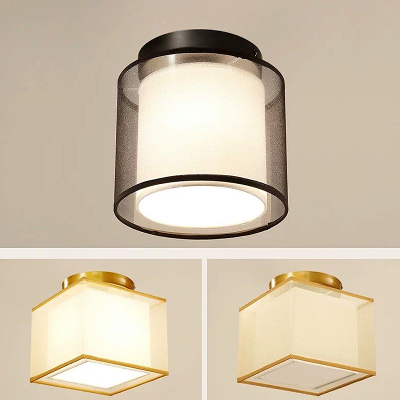 Plafonnier encastré en tissu chinois pour salon salle à manger bronze / noir