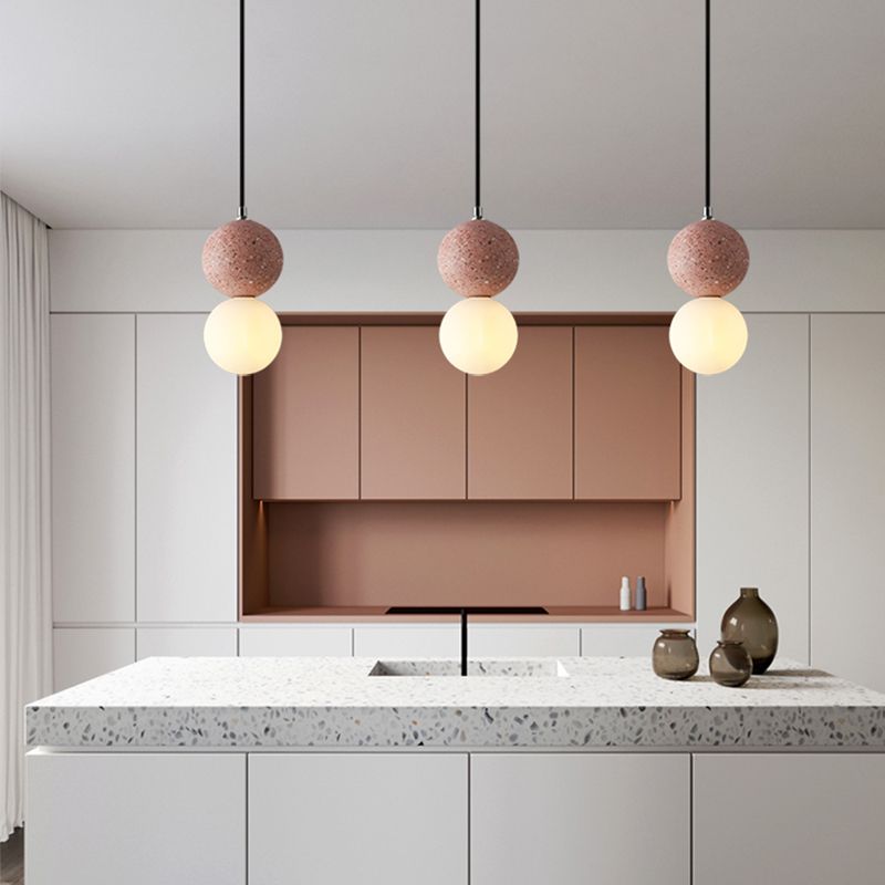 1-Light Spherical Hanging Pendant Modern Style Glass Hanging Lighting for Living Room