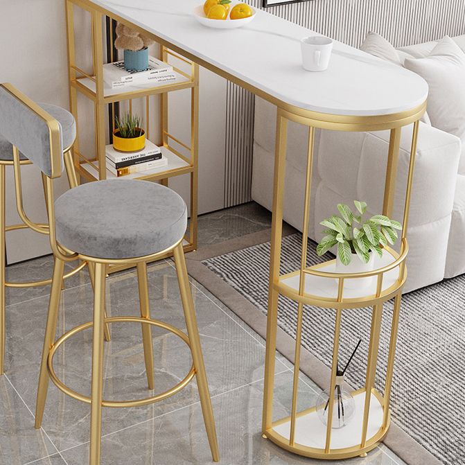 Low Back Bar Stools Glam Armless Dining Stools with Metal Base