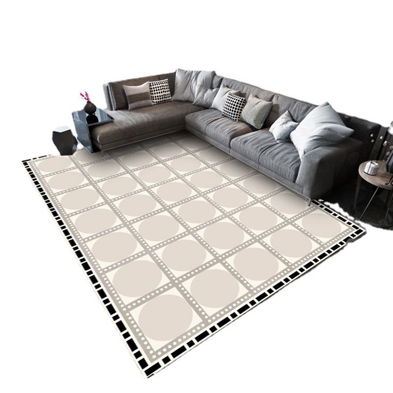 Green Modern Rug Polyester Striped Rug Stain Resistant Rug for Home Decor