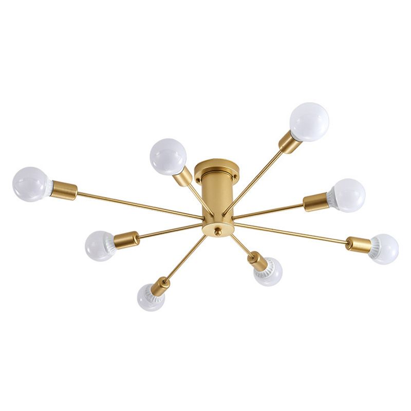 Lacquered Ceiling Light in Industrial Retro Style Sputnik Metal Semi Flush Mount for Bedroom