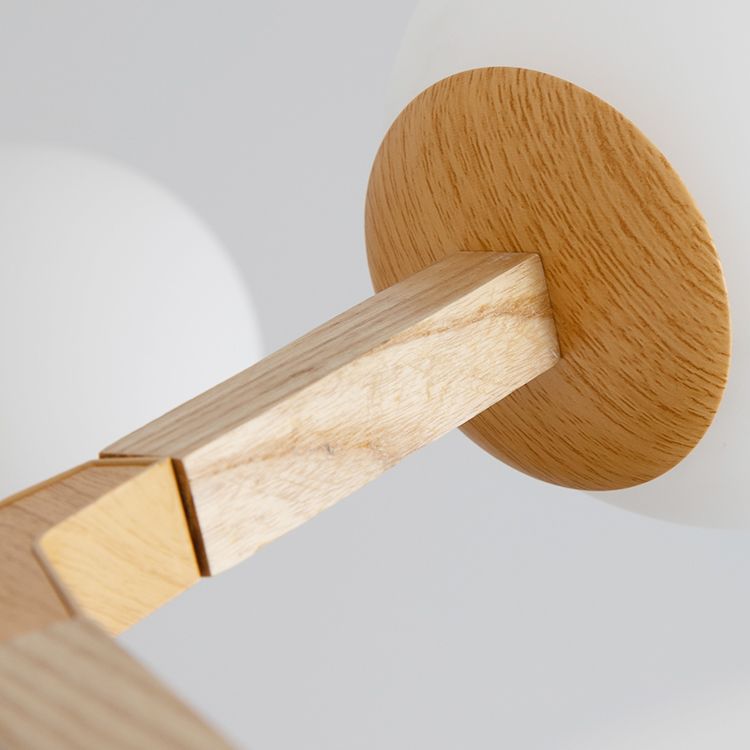Wood Globe-Shaped Chandelier Pendant Light Modern Style Ceiling Pendant Light in Wood