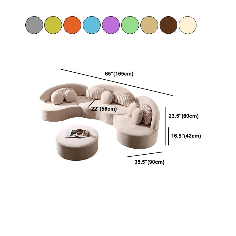 Living Room Contemporary Curved Armless Stationary Cushions Sofa