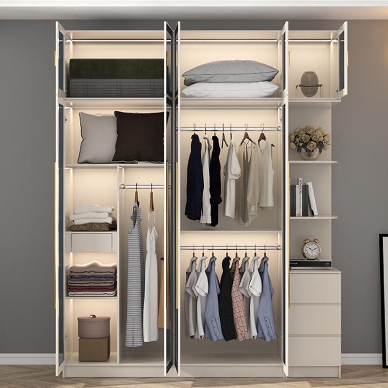 Contemporary Style Wardrobe White Colour Wood Wardrobe Closet for Home