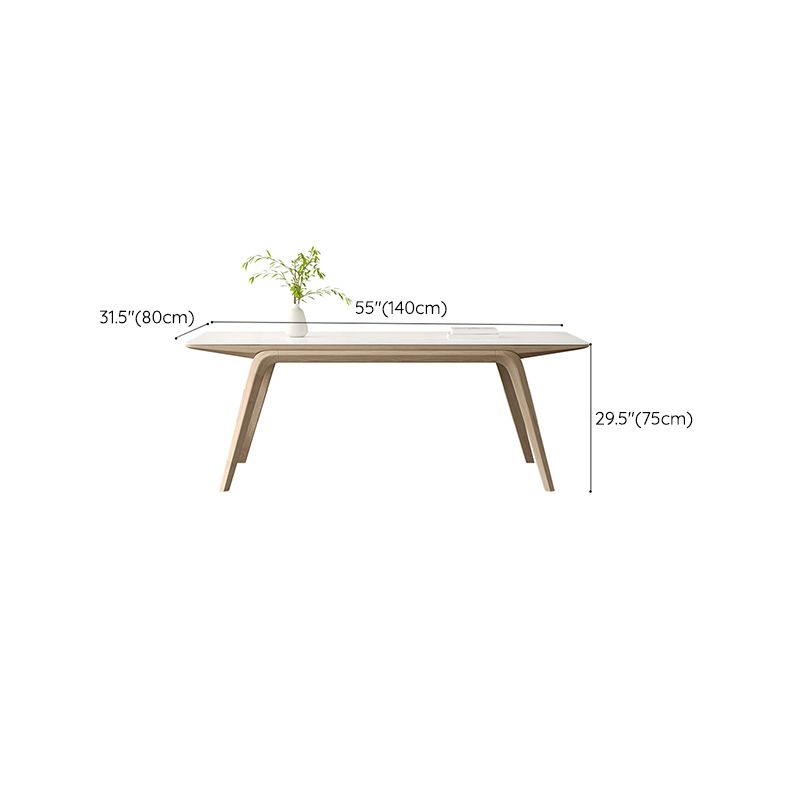 White Stone Top Rectangle Contemporary Dining Table with 4 Foot