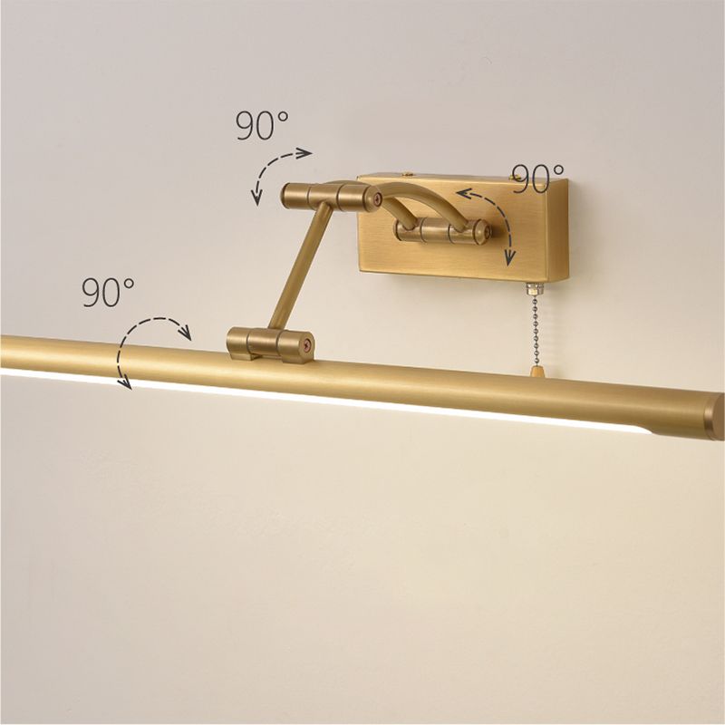 Modern Style Linear Shade Wall Sconce Metal 1-Light Mirror Wall Mounted Lighting