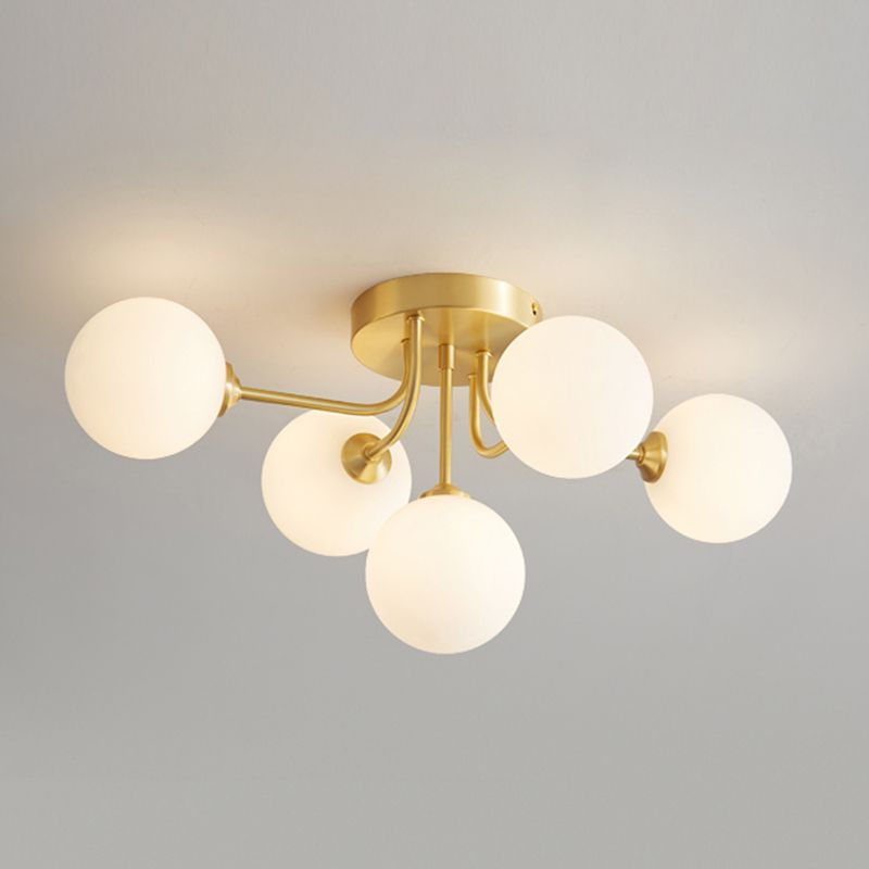 Luz de techo de bola de vidrio Luz de montaje de semi descarga posmoderna para sala de estar para sala de estar