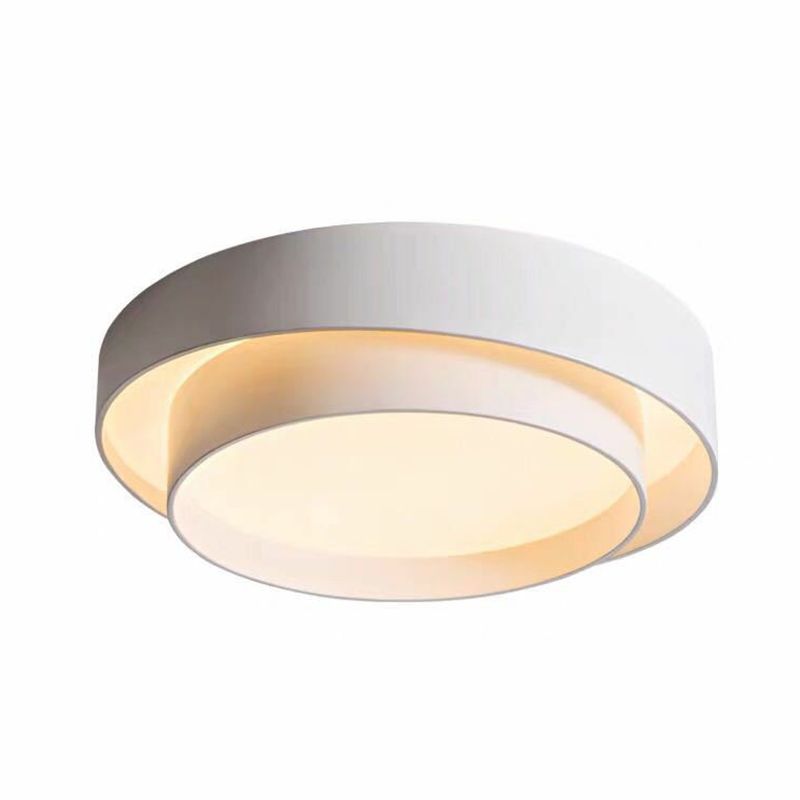 Lámpara de techo empotrada contemporánea acrílica de montaje empotrado LED circular para dormitorio en blanco
