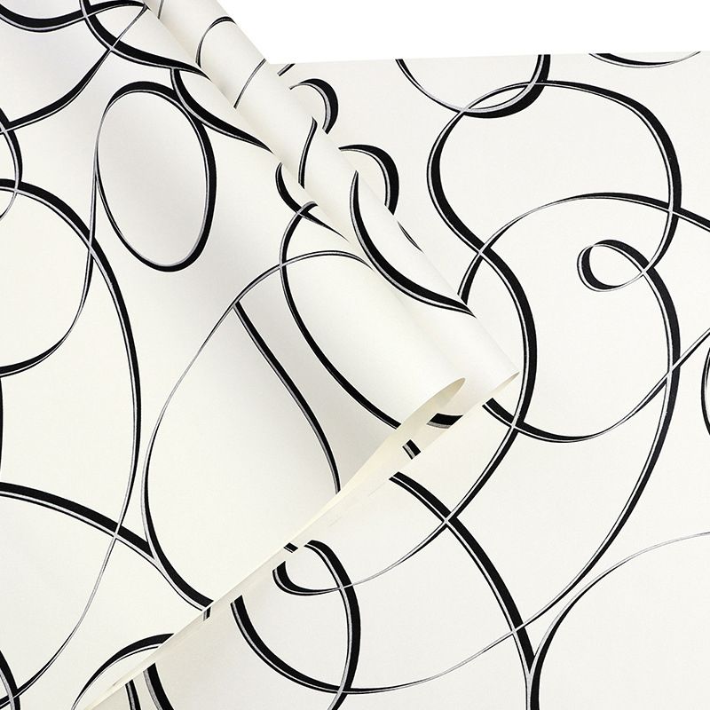 Modernist Swirl Patterned Wallpaper Pastel Color Unpasted Wall Art for Living Room