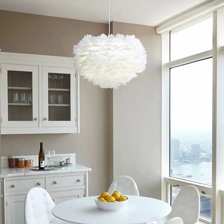 Heart Bedroom Hanging Ceiling Light Metal Nordic Style Hanging Pendant Lamp in White