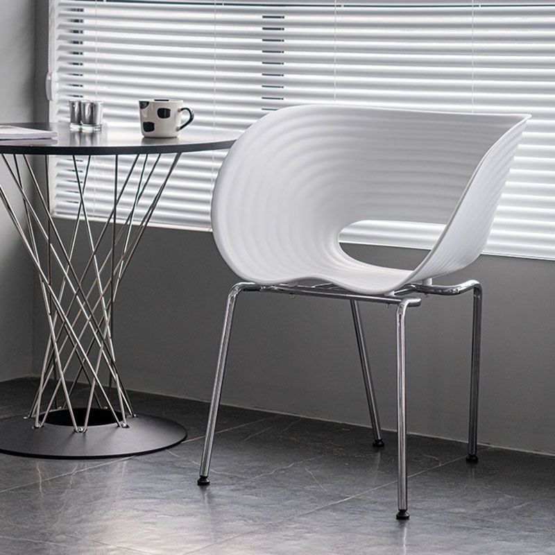 Industrial Style Open Back Dining Side Chair Plastic Dining Armless Chairs with Metal Legs