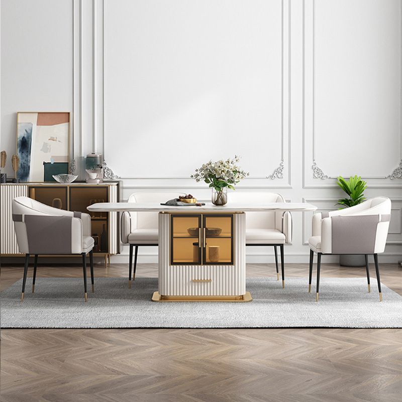 Minimalist 1/2/5/7 Pieces Dining Set Stone Rectangle Dining Table Set for Home