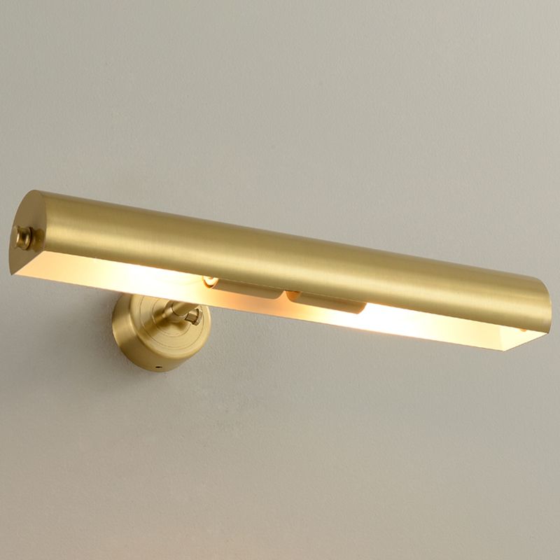 Modern Style Cylinder LED Wall Lamps Metal 2-Light Mirror Wall Lighting Ideas in Gold