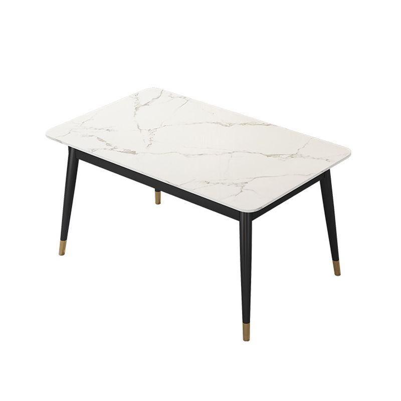 White Stone Top Dining Table Contemporary Rectangle Dining Table with 4 Legs