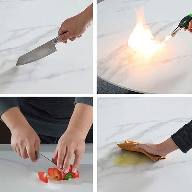 Industrial 41.3"H Bar Table Faux Marble White Top Specialty Bistro Table