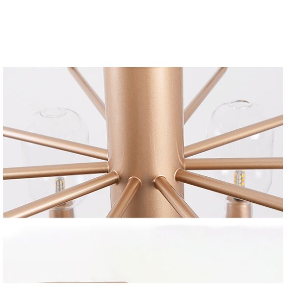 Modernist Oval Chandelier Light Fixture Glass 15-Light Living Room Suspension Lamp in Black/Gold/White Finish