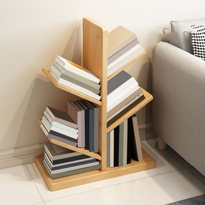 Industrial Wood Standard Kids Bookcase Open Shelf Bookshelf in Rubberwood