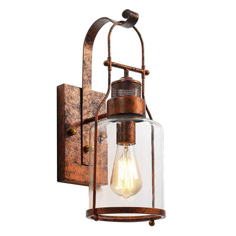 Cylinder Shape Wall Lamp Industrial Style Metal 1 Light Sconce for Living Room