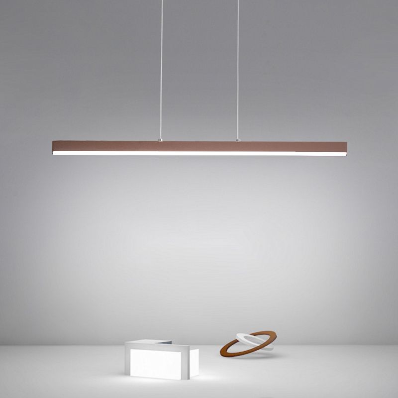 1-Licht lineare Inselbeleuchtung zeitgenössische Metallinsel Deckenleuchte in Braun