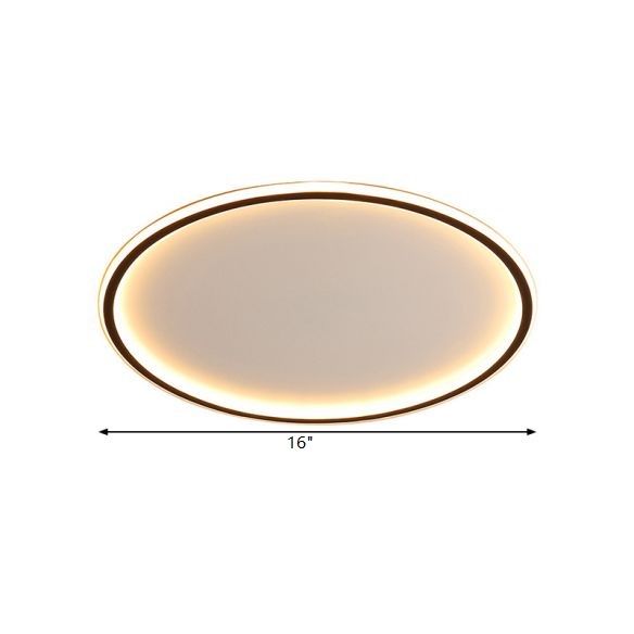 Nordic Style Disc LED Ceiling Lighting 16"/19.5"/23.5" Wide Aluminum Black Flush Lamp in Warm/White Light/Remote Control Stepless Dimming