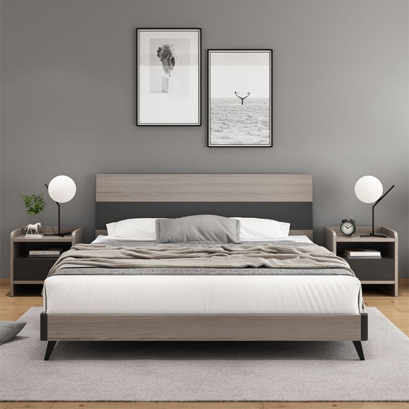Modern Grey Standard Bed with Rectangular Headboard and Legs