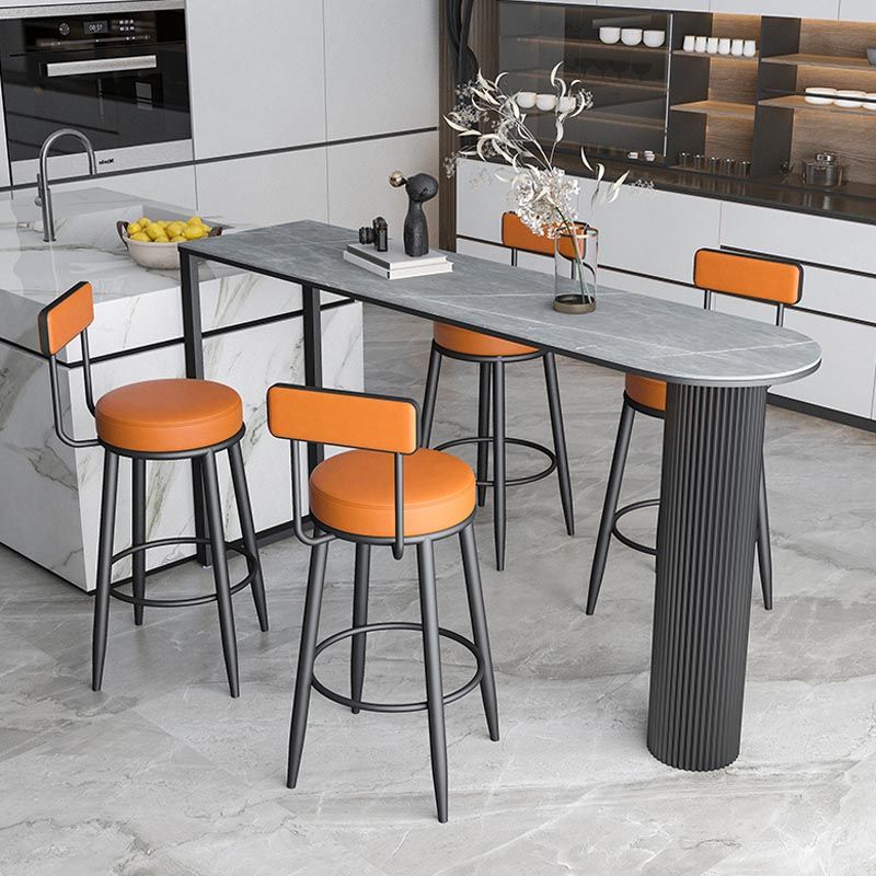 Nordic Style Stone Top Bar Table 42-inch Height Metal Pedestal Bistro Table