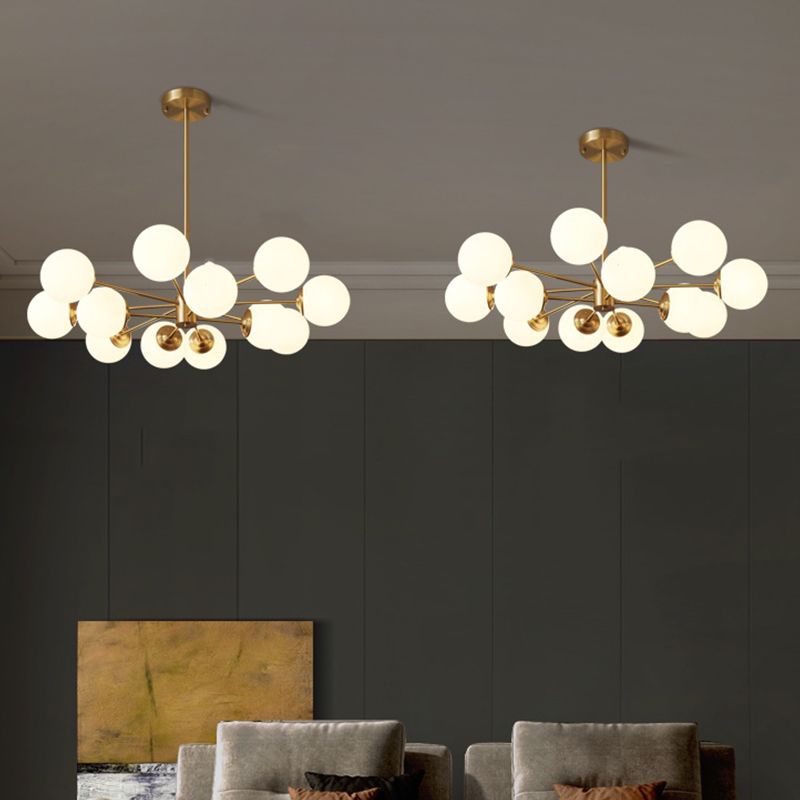 Modern Brass Chandelier Globe Multi Light Chandelier Pendant with Glass for Living Room