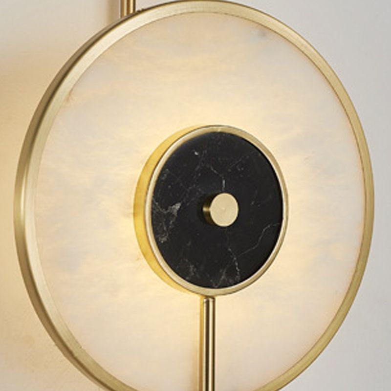 Modern Metal Wall Light Gold Round 20" High Wall Sconce with Mica for Bedroom