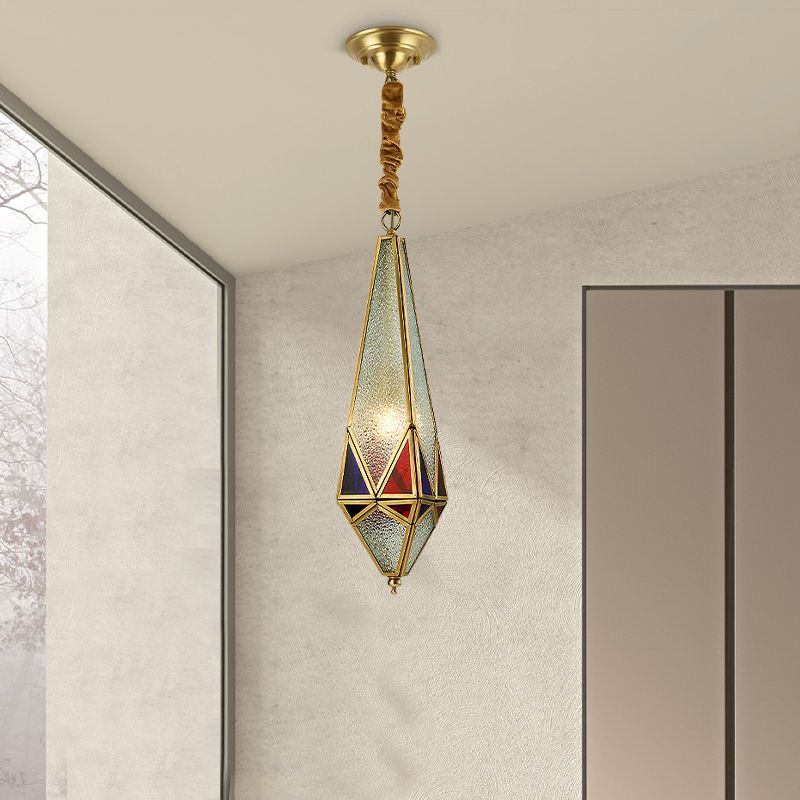 Bubble Glass Red Hanging Light Geometric 1 Light Colonial Down Lighting Pendant for Corridor