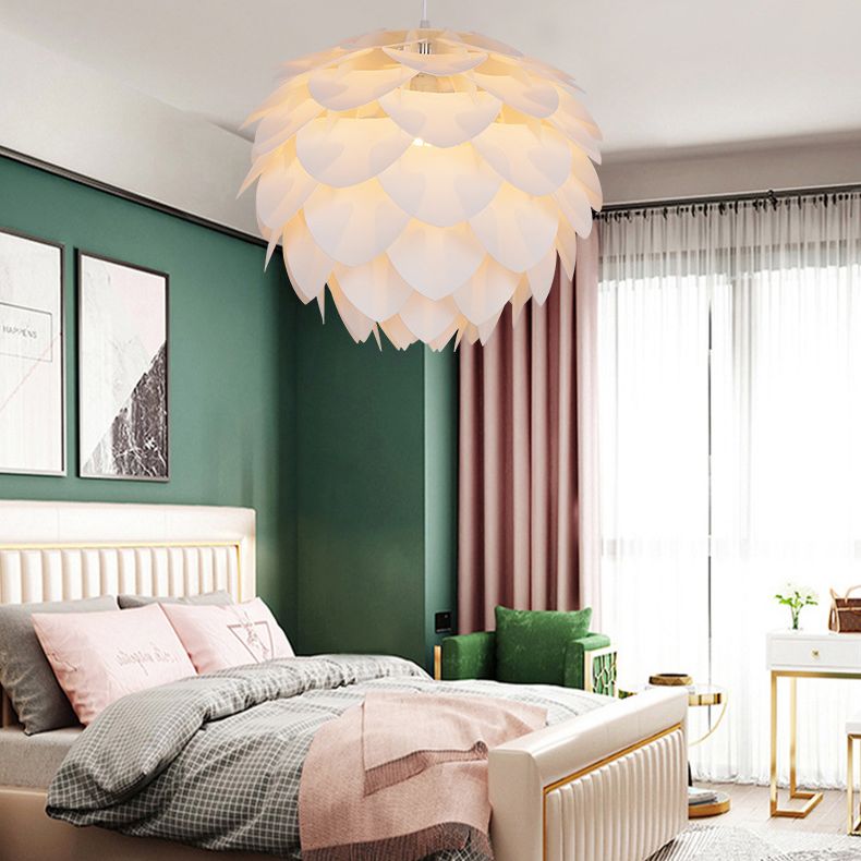 Pinecone Acrylic Pendant Lighting Simplicity Style White Hanging Ceiling Light for Living Room