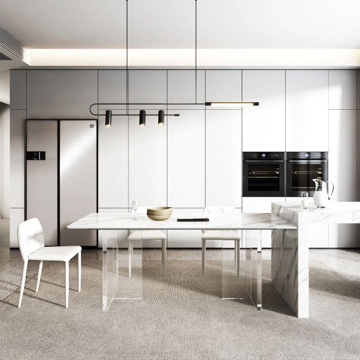 Contemporary Style Rectangle Table Set 1/4/5/6/8 Pieces Dining Set for Home Use