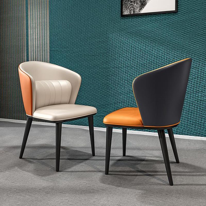 Modern Faux Leather Dining Chairs Wingback Armless Dining Side Chair